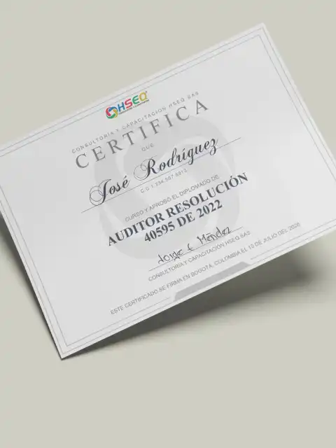 Certificado Auditor PESV - Resolución 40595 de 2022